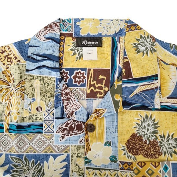 Men's Reebesse Hawaiian Aloha Tropical Print Button Down Short Sleeves Shirt - Picture 4 of 6
